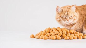 A cat is sitting on a pile of food photo