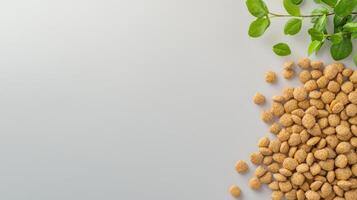 Almond nuts and green leaves on white background photo