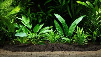 Aquarium plants and plants in the dark photo