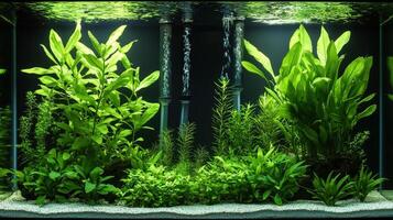Aquarium plants and fish in a tank photo