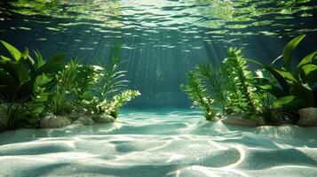 Underwater scene with plants and water photo