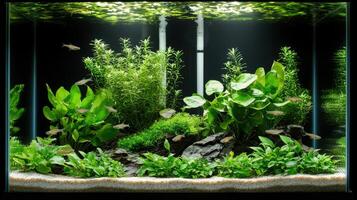 Aquarium with plants and fish photo