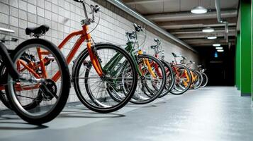 Bikes in a bike parking area photo