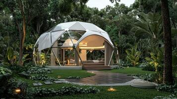 A modern home in the middle of a lush green park photo