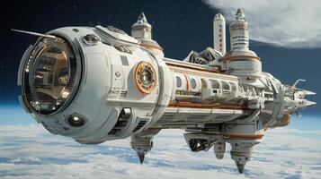 An artist's rendering of a futuristic spaceship photo