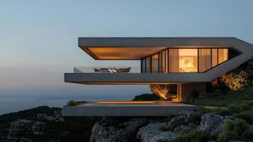 A modern house on top of a cliff photo
