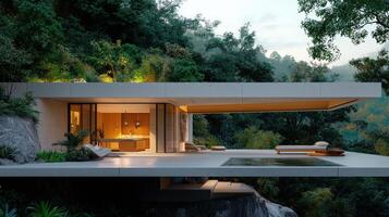 A modern house in the middle of a forest photo