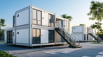 A group of shipping containers are being built photo