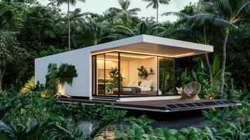 A modern house in the middle of a tropical forest photo