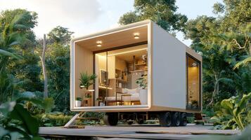Tiny house on wheels in the jungle photo