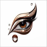 A woman's eye with glitter and water drops photo