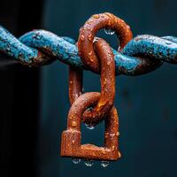 A rusty padlock on a chain photo