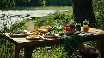 A table with food on it photo
