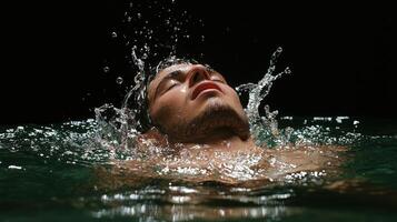 A man is swimming in the water photo