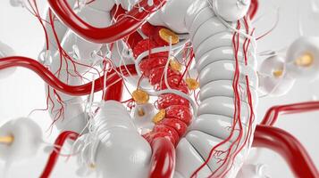 The human body is shown with a large amount of blood photo