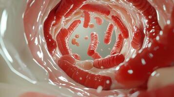 A close up of a red and white object photo