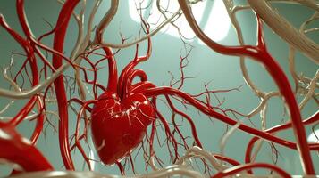 The heart is shown in a 3d rendering photo