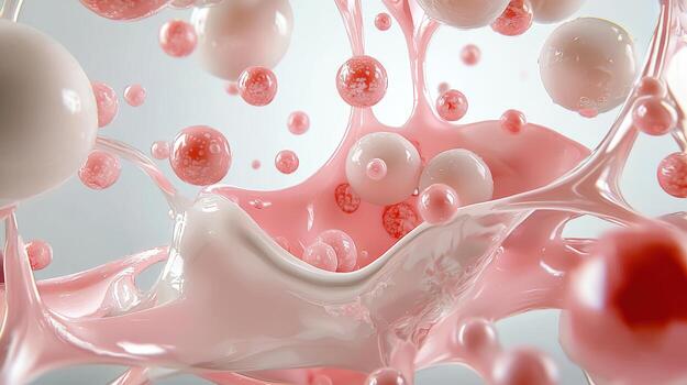 A pink liquid is being splashed into a glass photo