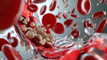 Red blood cells and white blood cells are shown in this image photo