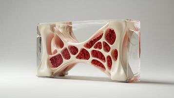 A 3d model of a human skeleton with red and white bones photo