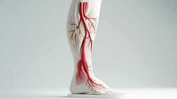 The human leg with a red vein and arteries photo