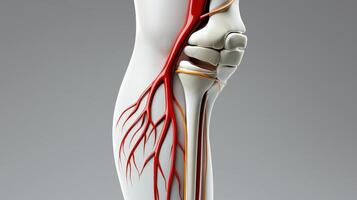The human leg with a blood vessel and a vein photo