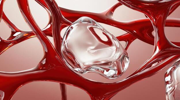 A close up of a red liquid with a white object photo