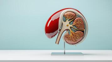 A model of the human kidney on a stand photo