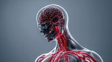 The human body with the blood vessels highlighted photo