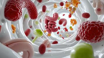 A 3d image of a bunch of different types of food photo