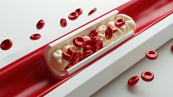 Red blood cells are being shown in a tube photo