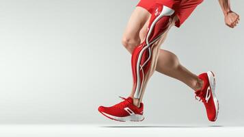 A man's legs with muscles on a white background photo