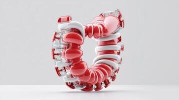 A red and white heart shaped object photo