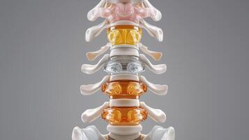 The spine is shown with different colored bones photo