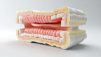 A model of a human mouth with teeth photo