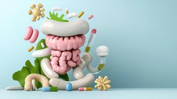 A cartoon character with a large stomach and other organs photo