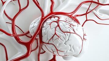 The brain and heart are shown in a 3d rendering photo