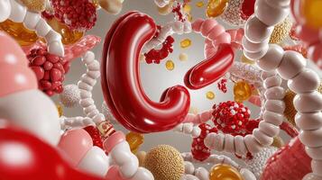 A red and white object surrounded by many different types of pills photo