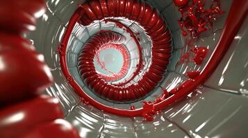 A red spiral with a red liquid inside photo