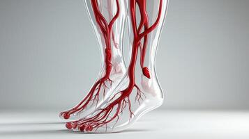 The human leg with blood vessels and veins photo