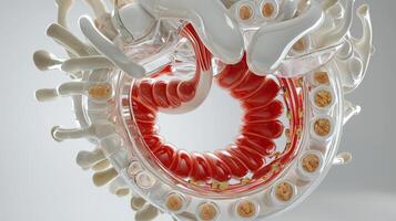 A 3d model of a human heart with a red heart photo