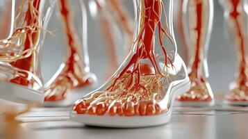 A group of feet with red and white veins photo