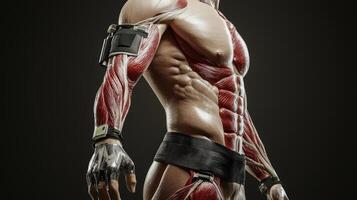 A muscular man with a gun in his hand photo