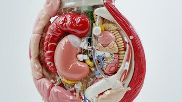 A model of the human body with organs and organs photo