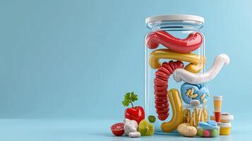 A jar filled with various organs and food photo