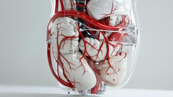 A 3d model of a human heart with blood vessels photo