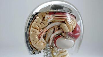 A model of a human brain with a glass dome photo