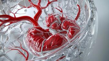 A close up of a human kidney in a glass photo