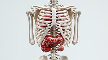 The human skeleton and organs are shown in this image photo