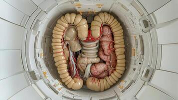 The inside of a large intestine with a large organ photo